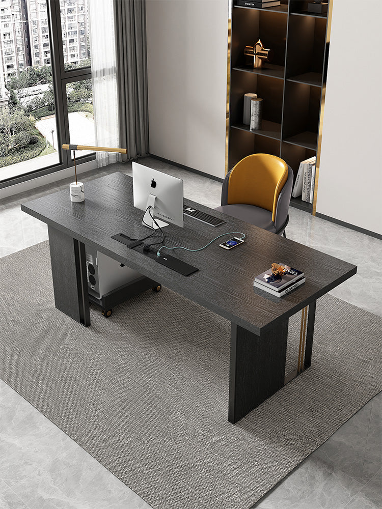 QUANMU Serena Sleek Black Luxury Writing Desk from QUANMU