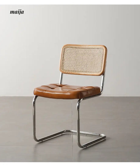 Vintage Leather Rattan Chair from maija