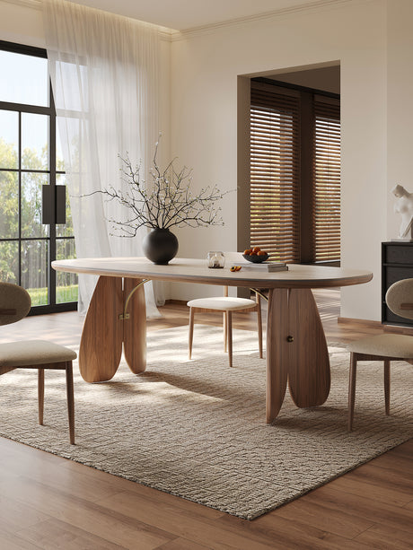 QUANMU Alaric Elegant Rock-Plate Oval Dining Table from QUANMU