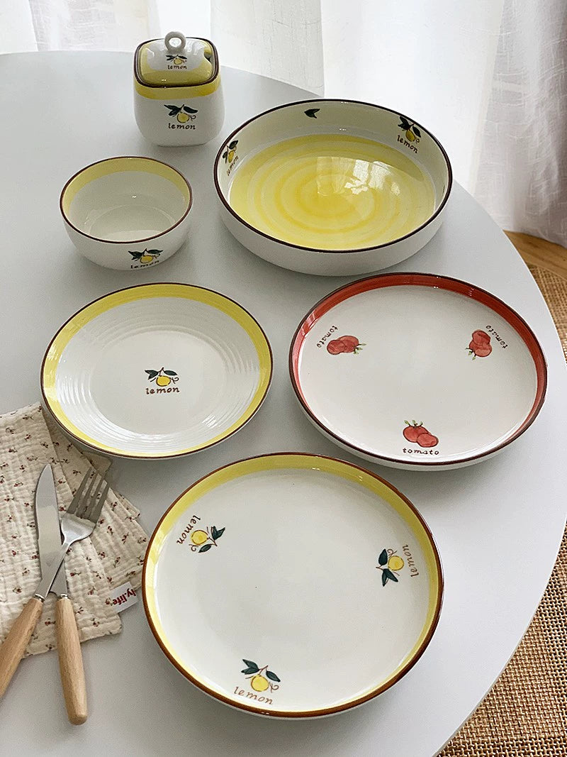 YASUKI Emilia Pastoral Fruit Glaze Ceramic Rice Bowl from YASUKI