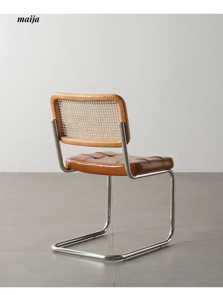 Vintage Leather Rattan Chair from maija