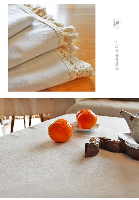 CHESTNUT COCOON Oslo Grace Elegant Cotton-Linen Coffee Table Cloth from CHESTNUT COCOON