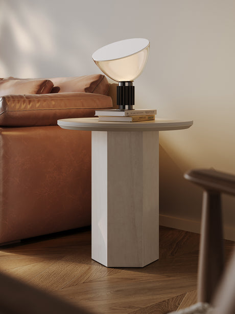 QUANMU Lisette Elegant Natural Stone Round Coffee Table from QUANMU