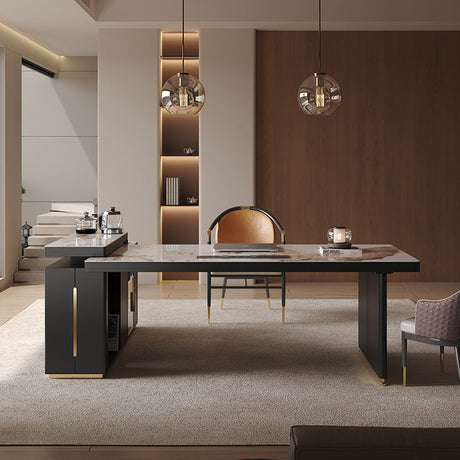 QUANMU Elowen Elegant Minimalist Rockboard Desk Table from QUANMU