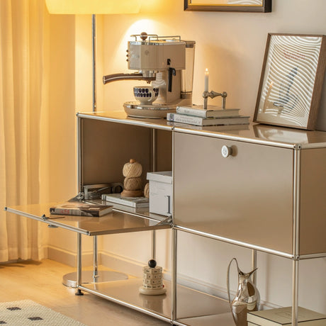 LAIMO Beatrice Retro Modular Stainless Steel Living Room Cabinet from LAIMO