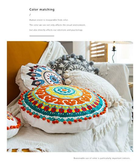 YOULI Amara Handmade Ethnic Round Pillow from YOULI
