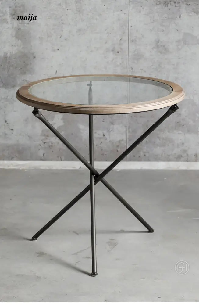 Industrial Glass Round Side Table from Houzhai Home