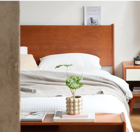 HANKE Isolde Modern Simple Cherry Wood Double Bed with Multifunctional Storage from HANKE