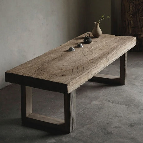 JINYI Hiroshi Rustic Natural Solid Wood Long Table from JINYI