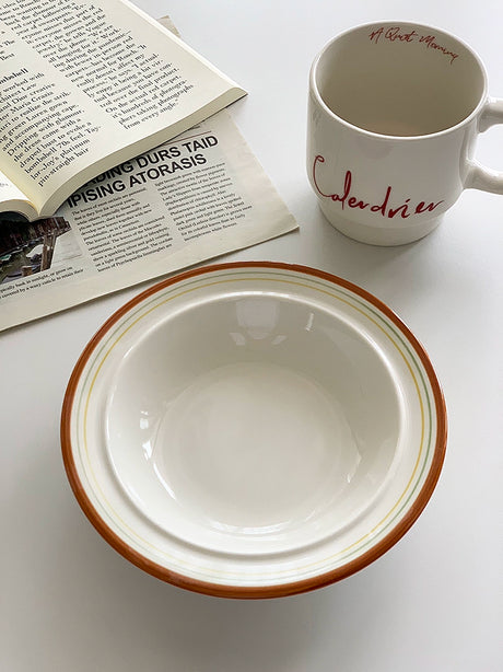 YASUKI Minja Retro Striped Ceramic Soup Bowl from YASUKI