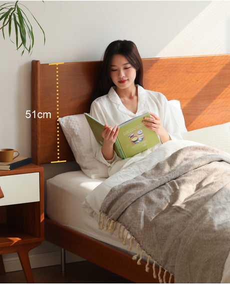 HANKE Isolde Modern Simple Cherry Wood Double Bed with Multifunctional Storage from HANKE