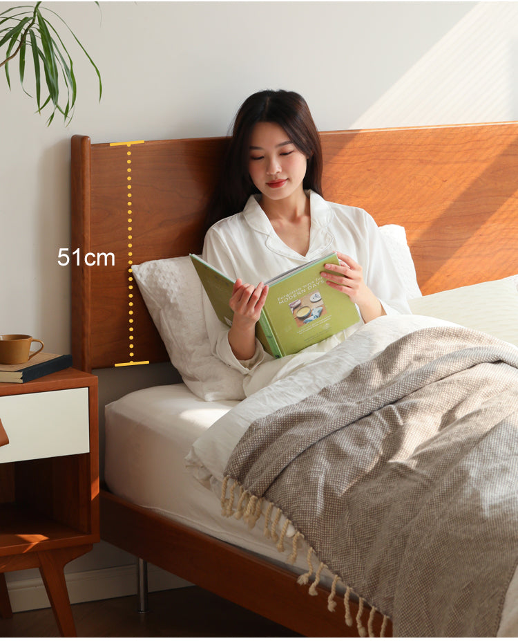 HANKE Isolde Modern Simple Cherry Wood Double Bed with Multifunctional Storage from HANKE