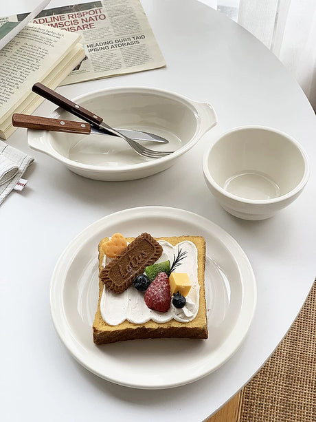 YASUKI Chenhao Minimalist INS Texture White Ceramic Bowl from YASUKI