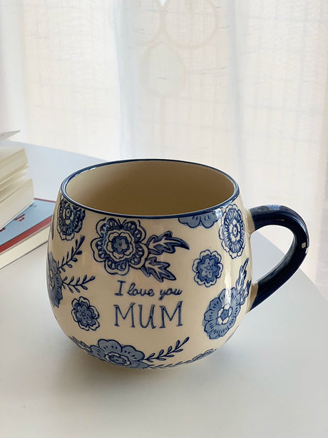 YASUKI Benjamin Elegant Blue-and-White Ceramic Coffee Cup from YASUKI