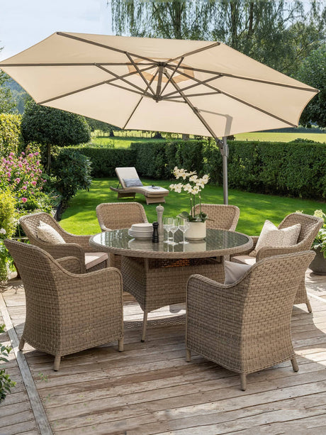 DIME GARDEN Callista Elegant Patio Umbrella Dining Set from DIME GARDEN