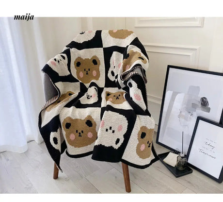 Bear Quilt Style Woven Throw from Luxury Weaving