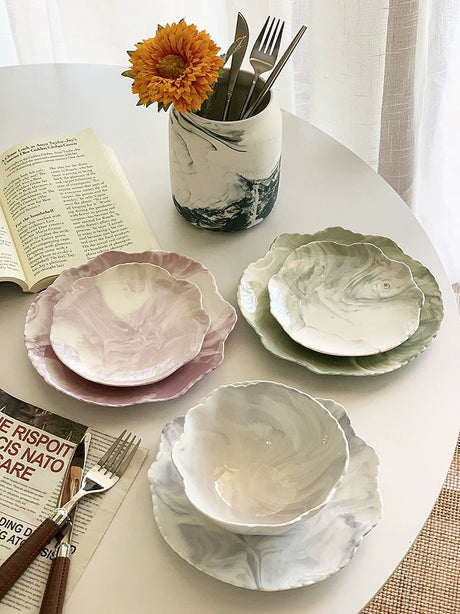 YASUKI Oliver Modern Marble Design Ceramic Date Bowl from YASUKI