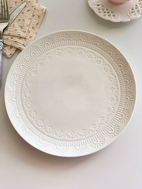 YASUKI Aria Elegant Pure White Ceramic Plate from YASUKI