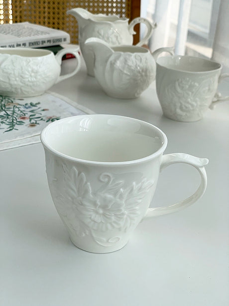 YASUKI Amelie Elegant Floral Relief Ceramic Coffee Set from YASUKI