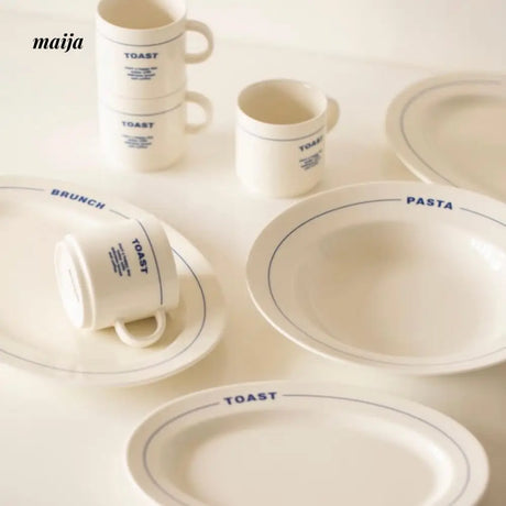 Blue Letter Ceramic Dinnerware Set from take me home