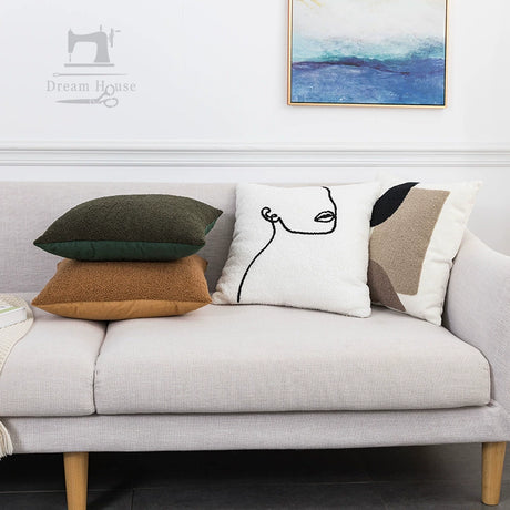 YOULI Oliver Artistic Cream Pillow Sleeve - Nordic Style Sofa Cushion from YOULI