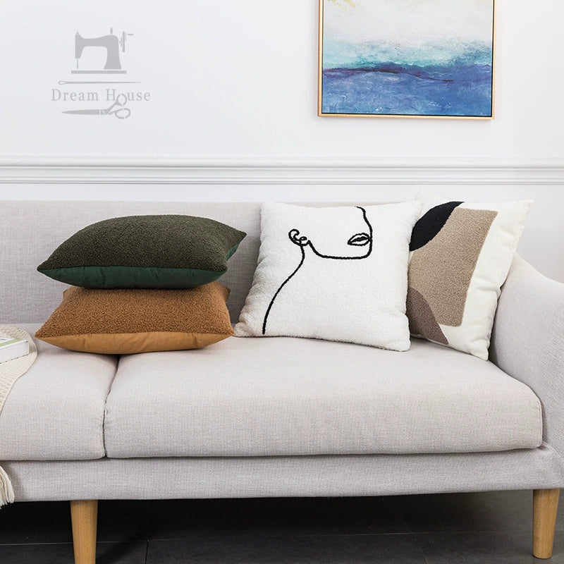 YOULI Oliver Artistic Cream Pillow Sleeve - Nordic Style Sofa Cushion from YOULI