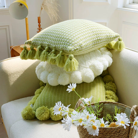 YOULI Santiago Mint Knitted Cozy Pillowcase from YOULI