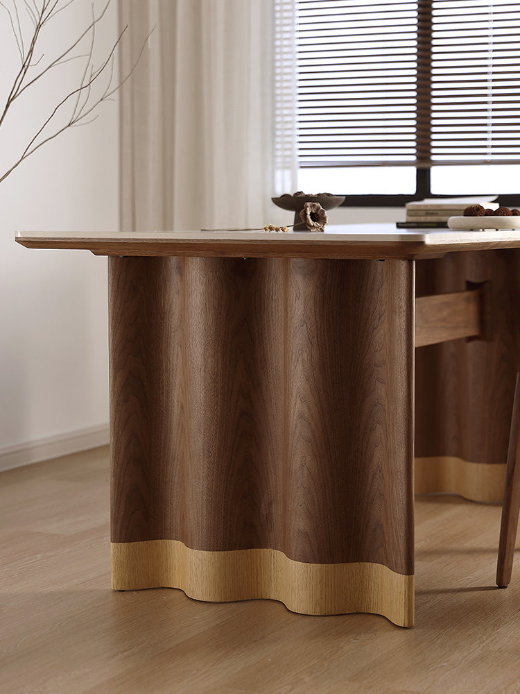 QUANMU Isidore Elegant Walnut Dining Table from QUANMU