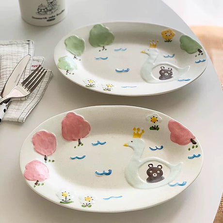 YASUKI Haruto Elegant Hand-Painted Relief Oval Disc from YASUKI