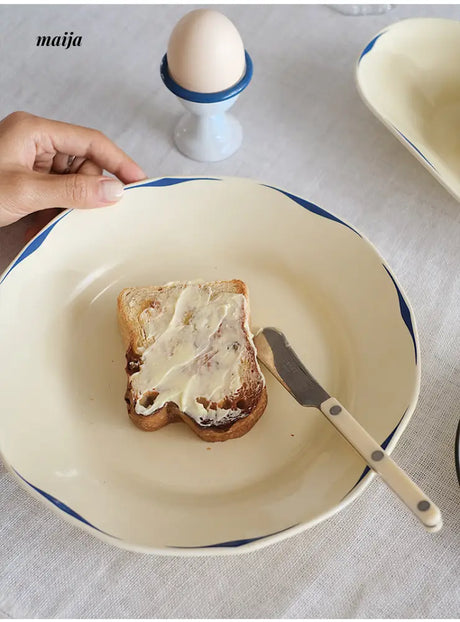Vintage Cream Stripe Plate from momo's talk