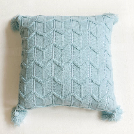 YOULI Penelope Cozy Knitted Pillowcase - Cute Blue & Green Sofa Decor from YOULI