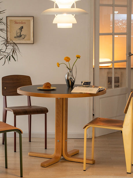 LAIMO Amelia Rustic Solid Wood Round Dining Table from LAIMO