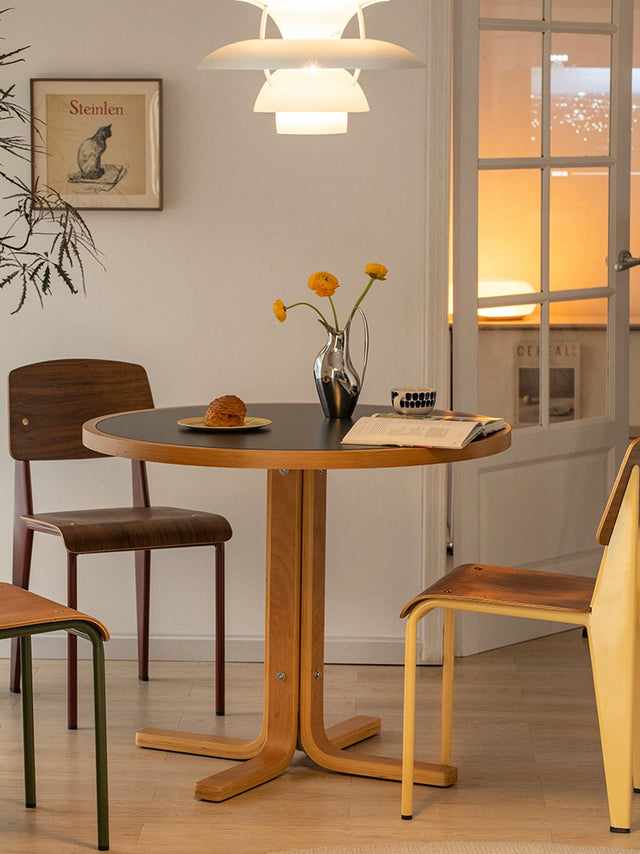 LAIMO Amelia Rustic Solid Wood Round Dining Table from LAIMO