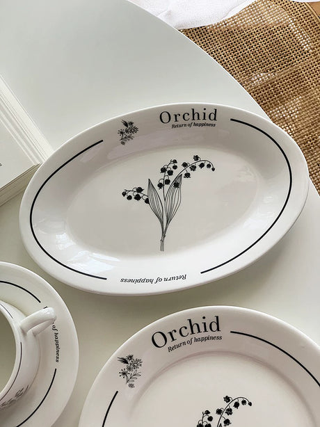 YASUKI Jasper Elegant Orchid Lettered Coffee Ceramics Set. from YASUKI