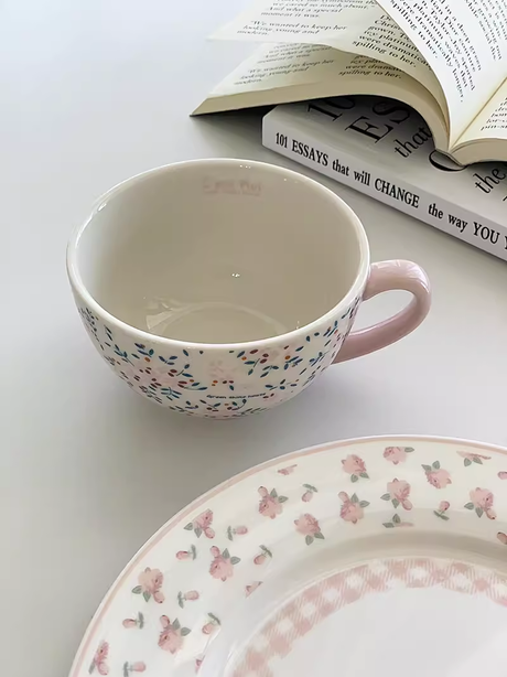 YASUKI Thalia Elegant Pink Checkered Dining Plate from YASUKI