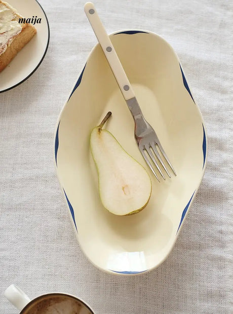Vintage Cream Stripe Plate from momo's talk