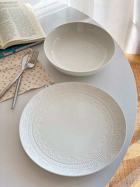 YASUKI Aria Elegant Pure White Ceramic Plate from YASUKI