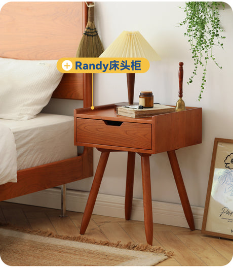 HANKE Isolde Modern Simple Cherry Wood Double Bed with Multifunctional Storage from HANKE