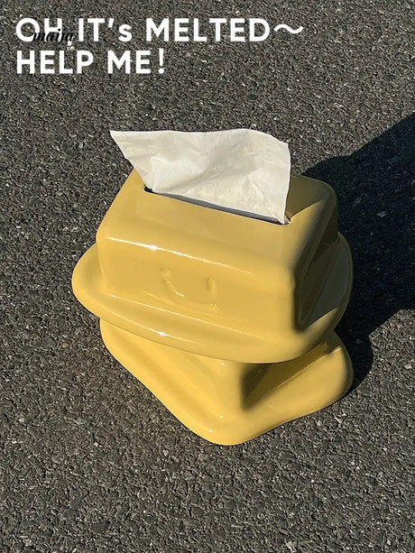 Melted Cheese Ceramic Tissue Box from maija