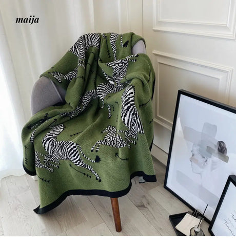 Green Zebra Retro Throw from maija
