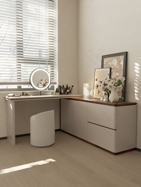 FANGYUAN Amaya Walnut-Color Serene Integrated Dressing Table from FANGYUAN