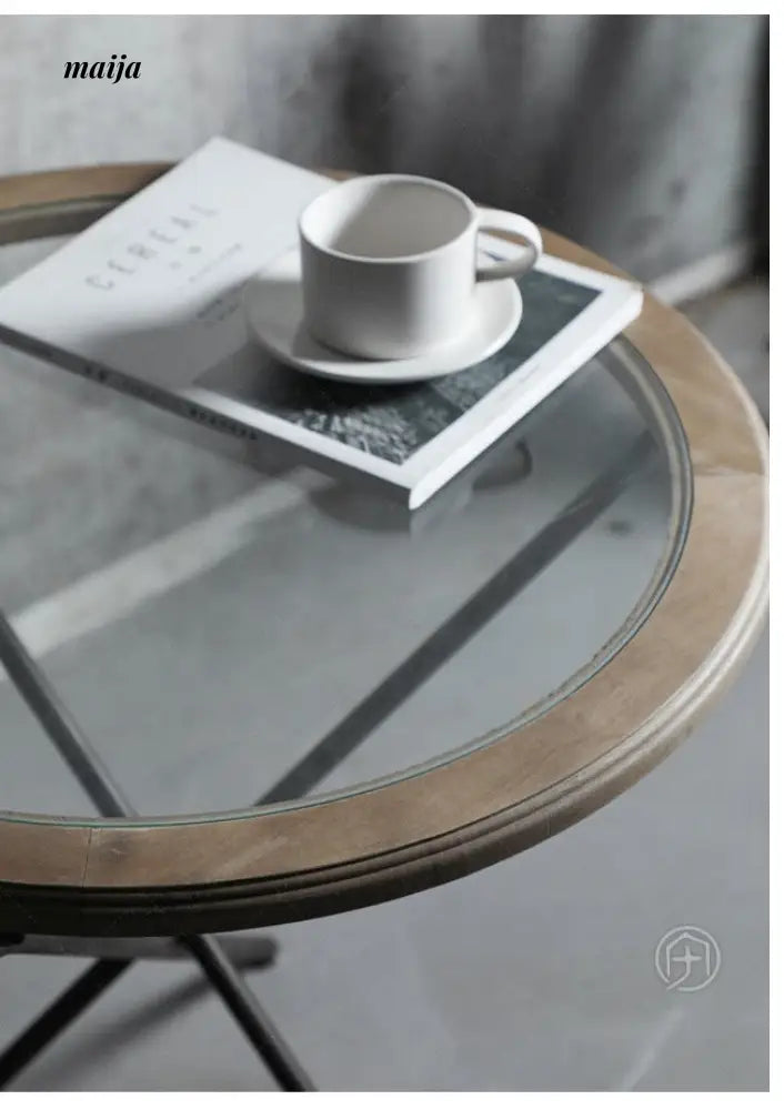 Industrial Glass Round Side Table from Houzhai Home