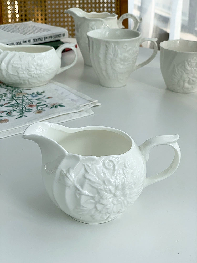 YASUKI Amelie Elegant Floral Relief Ceramic Coffee Set from YASUKI