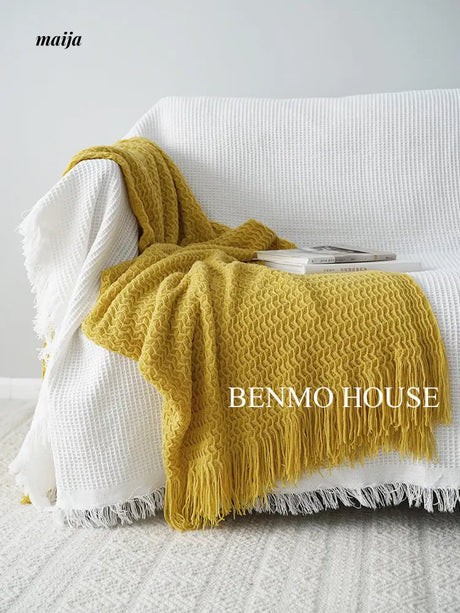 Fishbone Knitted Throw from Benmo House