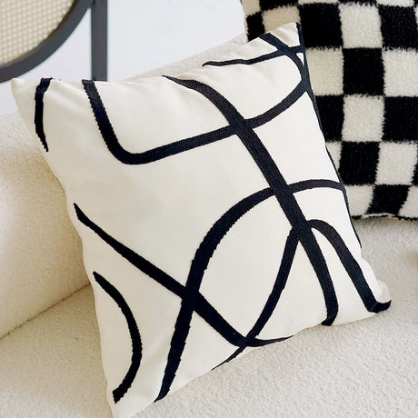YOULI Benjamin Elegant Minimalist Black and White Sofa Pillow from YOULI