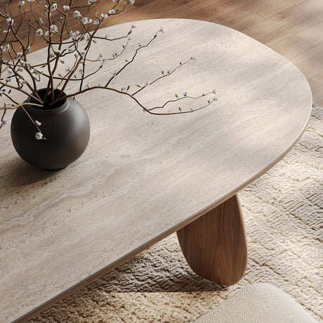 QUANMU Alaric Elegant Rock-Plate Oval Dining Table from QUANMU