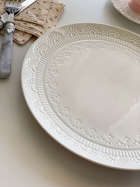 YASUKI Aria Elegant Pure White Ceramic Plate from YASUKI