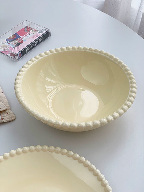 YASUKI Eliana Elegant Pearl White Ceramic Dessert Plate from YASUKI