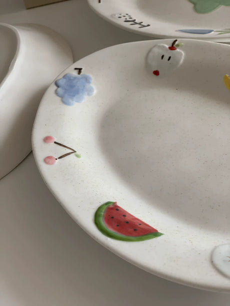 YASUKI Haruto Elegant Hand-Painted Relief Oval Disc from YASUKI