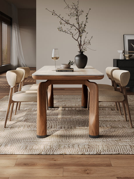 QUANMU Elowen Retro Simple Luxury Dining Table from QUANMU